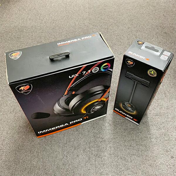 《中古品》COUGAR IMMERSA PRO TI CGR-U50MB-710 + BUNKER S ゲーミングヘッドセット ヘッドホンスタンド セット