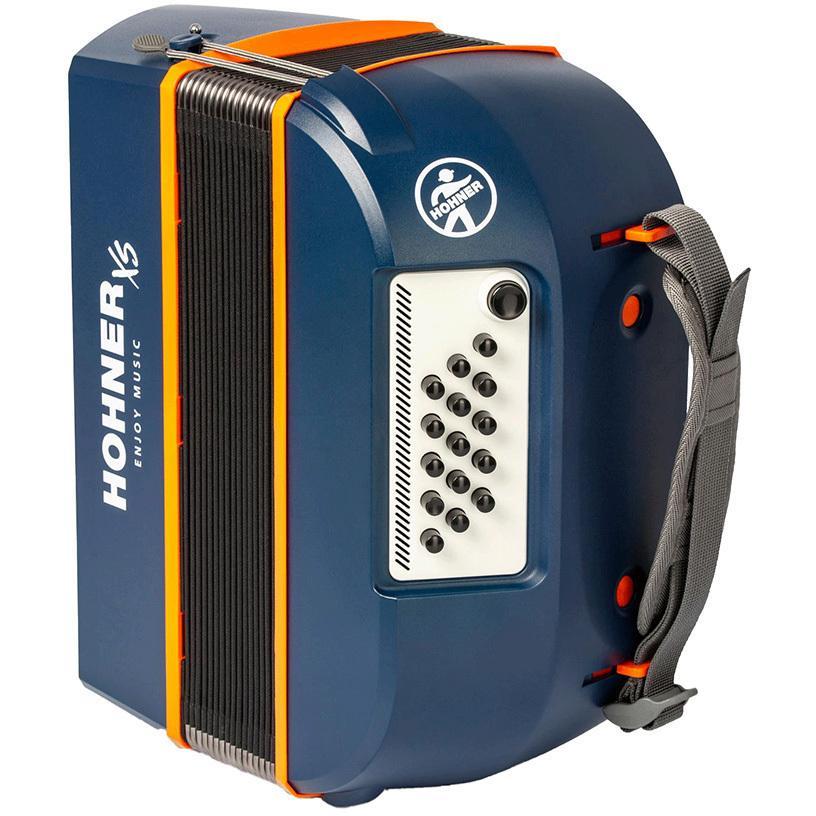 HOHNER ハンディ アコーディオン XS ダークブルー & オレンジ ピアノキー 21鍵 ホーナー オリジナルクロスプレゼント 【取り寄せ商品】