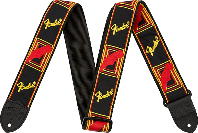 Fender 2" Monogrammed Strap Black/Yellow/Red