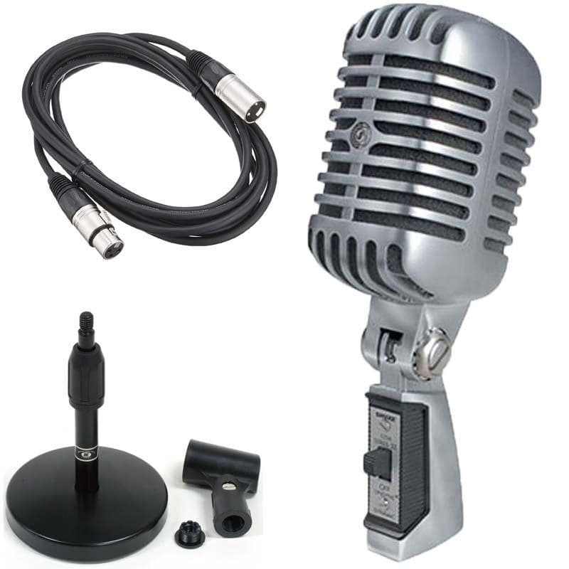 SHURE 55SH SERIES II-X ダイナミックマイク 【国内正規品/メーカー保証2年】 + 3m XLR-XLR マイクケーブル + AD11 卓上スタンド