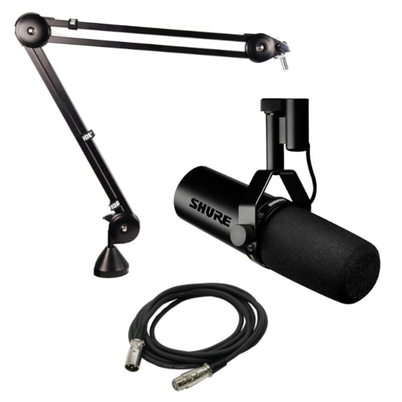 SHURE カーディオイド型 ダイナミック マイク SM7dB 《国内正規品 2年保証》 + PSA1 アームスタンド + 3m XLRケーブル