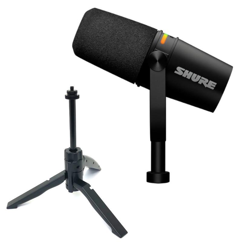 ポッドキャスト USB-C XLR 出力 カーディオイド ダイナミック マイク SHURE シュアー MV7+-K-J (ブラック) 《国内正規品 2年保証》+ A卓上スタンド