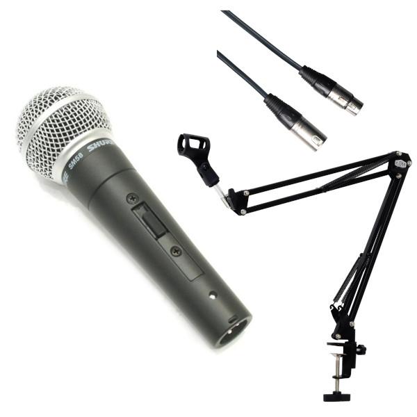 SHURE シュアー SM58-SE ダイナミックマイク スイッチ付き ＋ アーム型スタンド黒 + マイクケーブル 国内正規品 2年保証