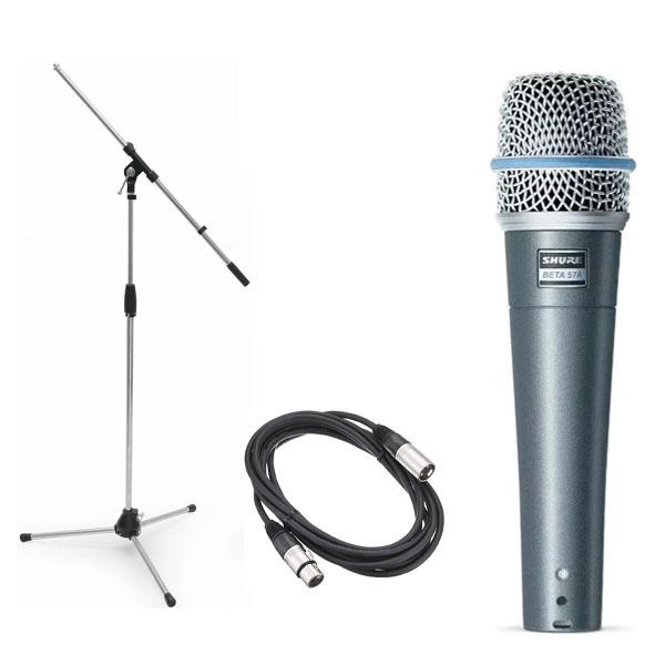 SHURE シュアー BETA57A ダイナミックマイク + MS-09C ブームマイクスタンド + 5mマイクケーブル XLR-XLR 国内正規品 2年保証