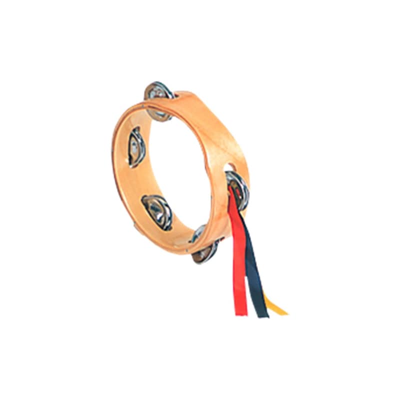 ヤマヨ モンキータンバリン No.45 クリア (木目・白枠) スズ (ジングル) 5穴1段 タンブリン