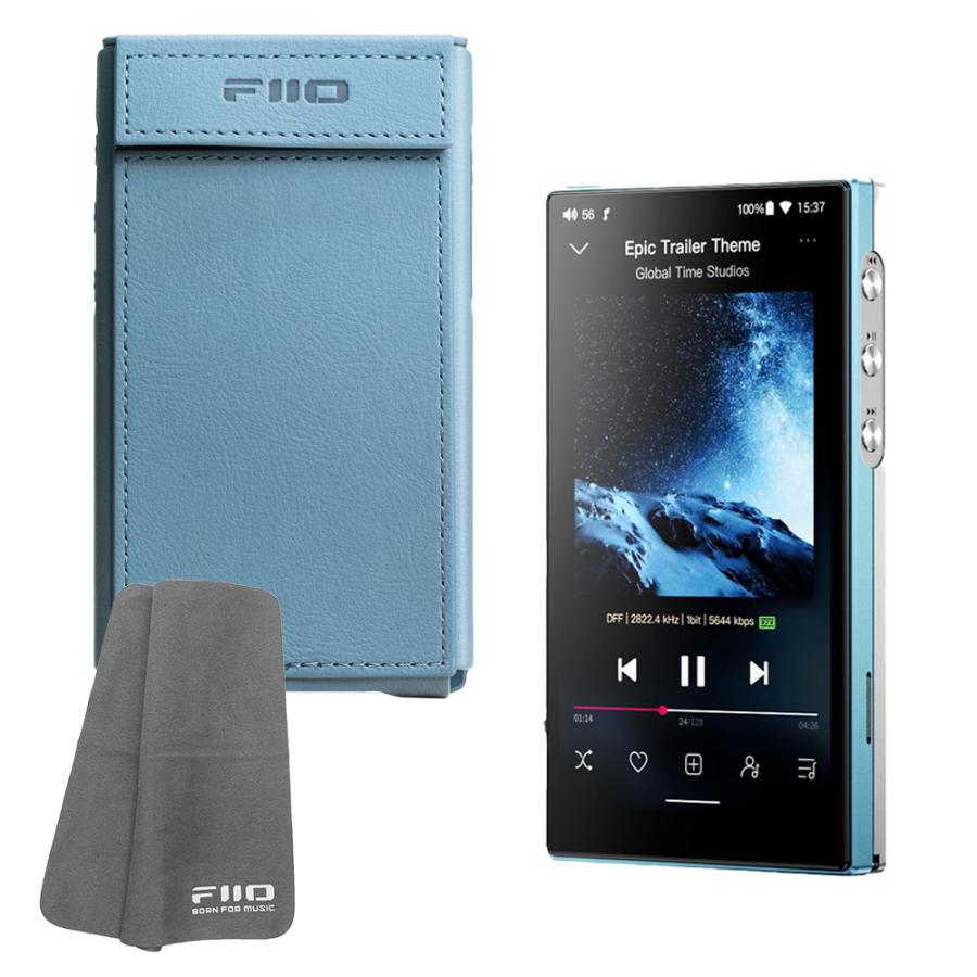 《ロゴ入りクロスプレゼント》 FIIO デジタルオーディオプレーヤー JM21 ブルー + 専用ケース SK-JM21 ブルー セット