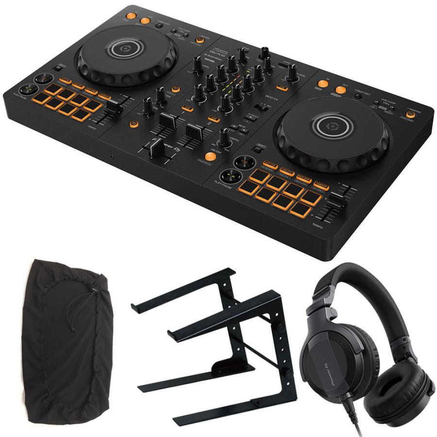 Pioneer DJコントローラー DDJ-FLX4 + ヘッドホン HDJ-CUE1 + PCスタンド + ダストカバー セット