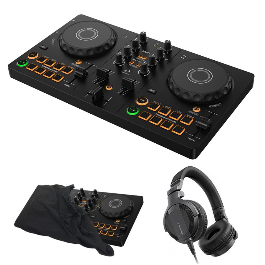 AlphaTheta DJコントローラー DDJ-FLX2 + ヘッドホン HDJ-CUE1 + ダストカバー付き 【 PIONEER DDJ-200 後継機 】