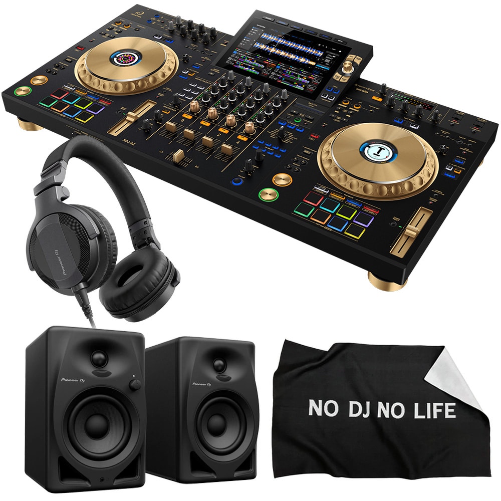 《7月中旬発売》 AlphaTheta オールインワンDJシステム XDJ-AZ-N (ゴールド) + ヘッドホン HDJ-CUE1 + スピーカー DM-40D + ダストカバー セット