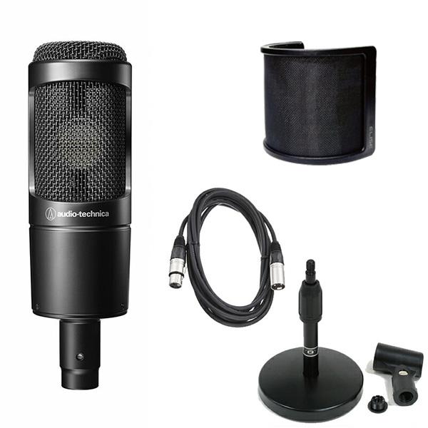 オーディオテクニカ audio-technica コンデンサーマイク AT2035 + ポップガード + 卓上スタンド AD11 + 3mケーブル セット