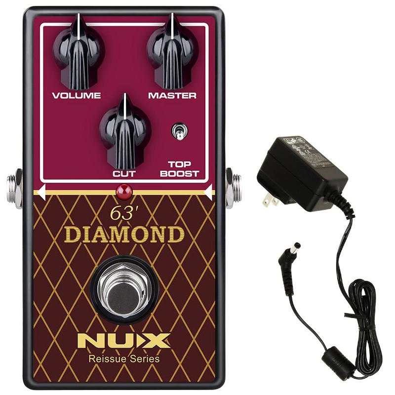 エフェクター ブースター NUX 63' Diamond VOX AC-30にインスパイアされたモデル + ACD006A 純正ACアダプター