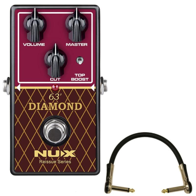 エフェクター ブースター NUX 63' Diamond VOX AC-30にインスパイアされたモデル + L型パッチケーブル 15cm