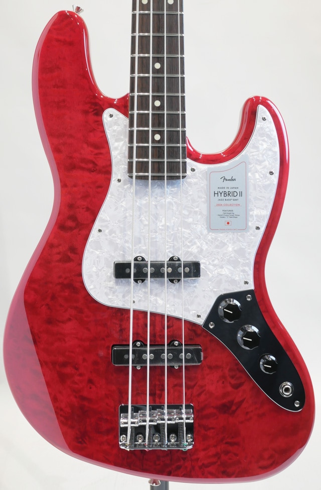 Made in Japan Hybrid II 2024 Collection Jazz Bass / Quilt Red Bery