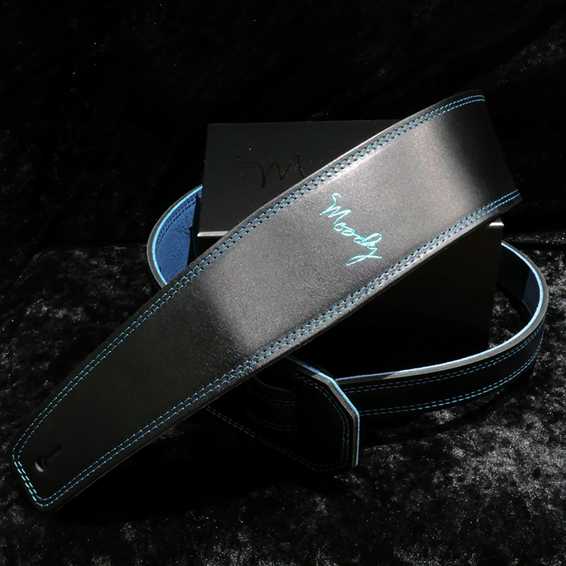 Leather 2.5 Inch Black-Sky Blue Standard Tail