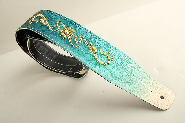 Studs Strap"Lily" G-Premium Paisley Deep Aqua Green Fade